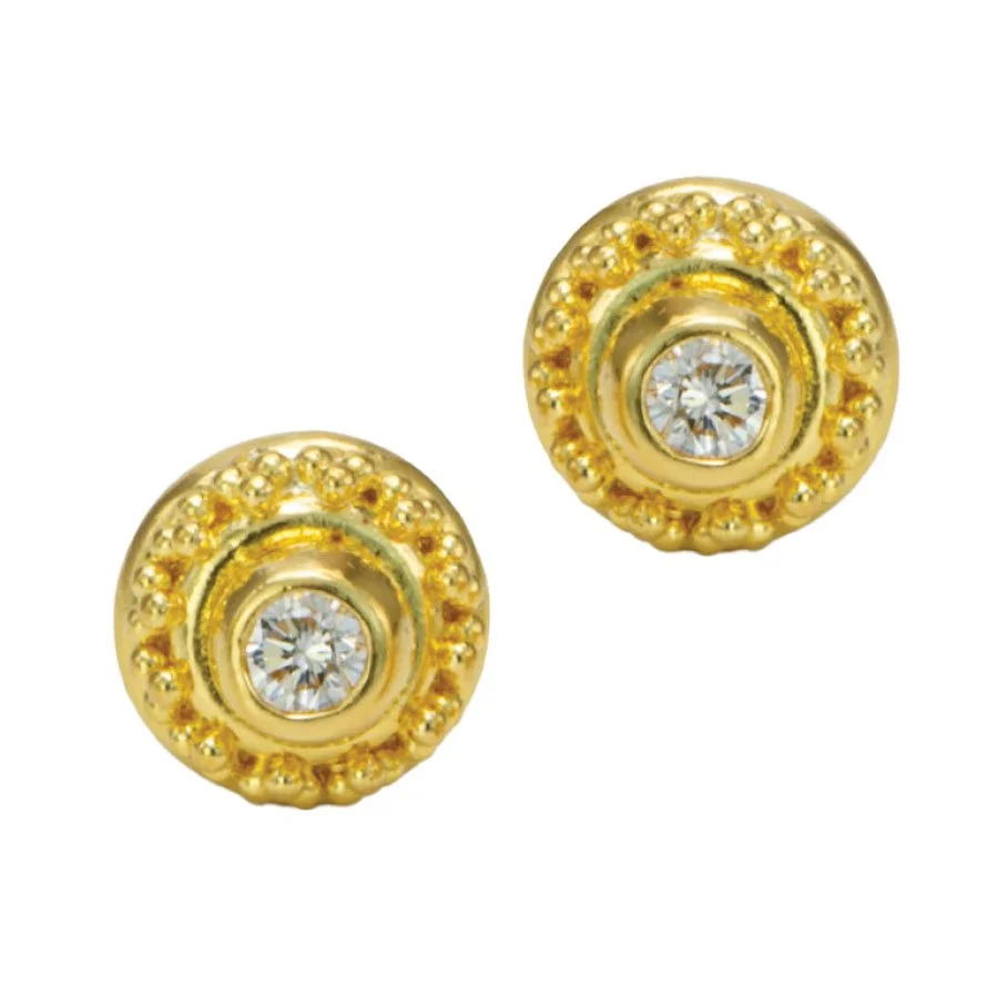 Diamond Stud Earrings in 22k Gold