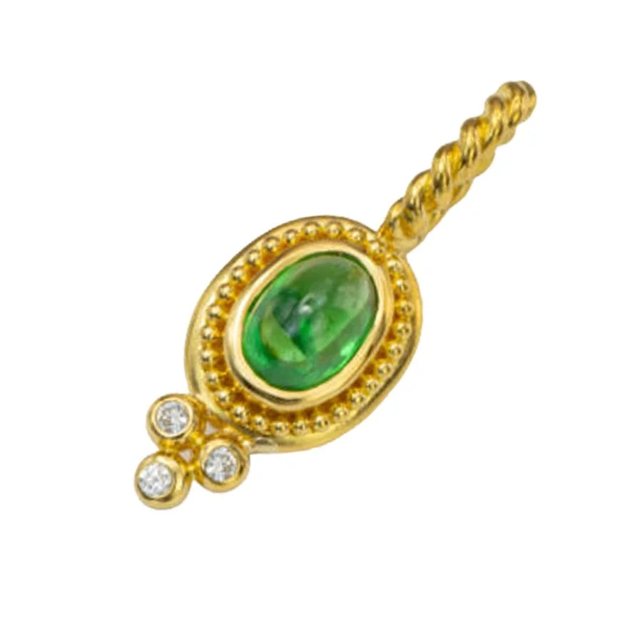 Tsavorite garnet yellow gold pendant with diamond accents