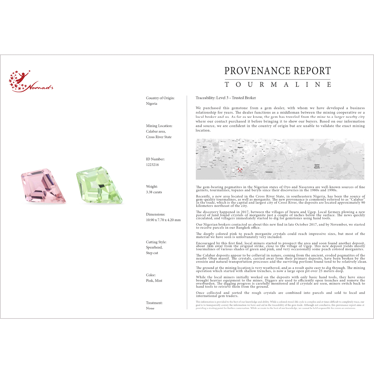 Pink and Mint Green Tourmaline Provenance Report