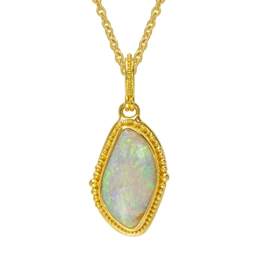 Australian Boulder Opal Pendant in 22k Gold