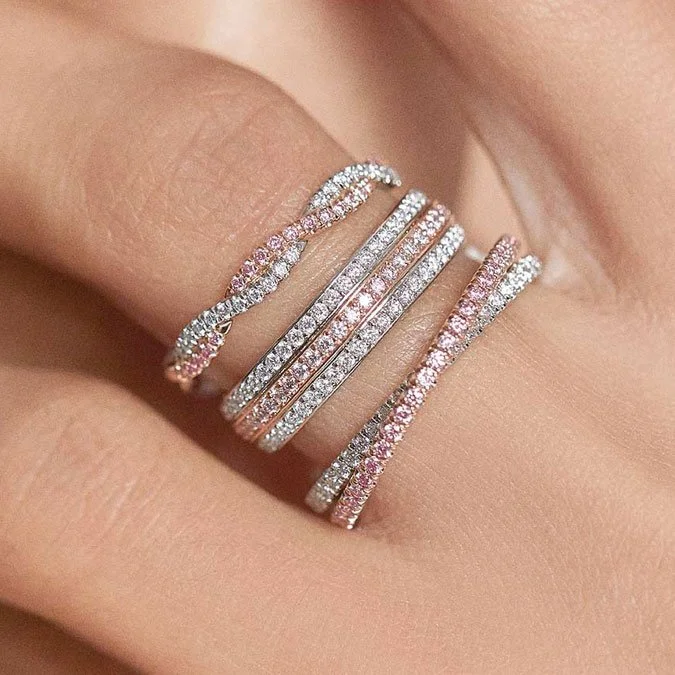 Argyle Pink Diamond Interlocking Stacking Ring