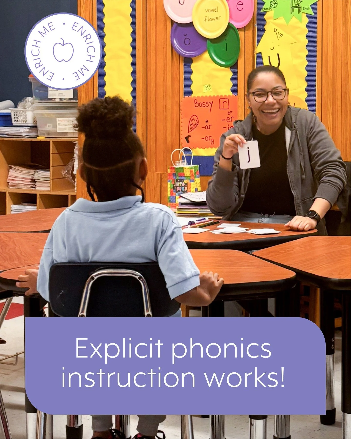 Explicit phonics instruction works! Enriched tutors work with small pods of DOE children for 30 minutes 3x per week using the Orton Gillingham method. Intentional high impact tutoring really works when implemented with intention. Every letter makes a