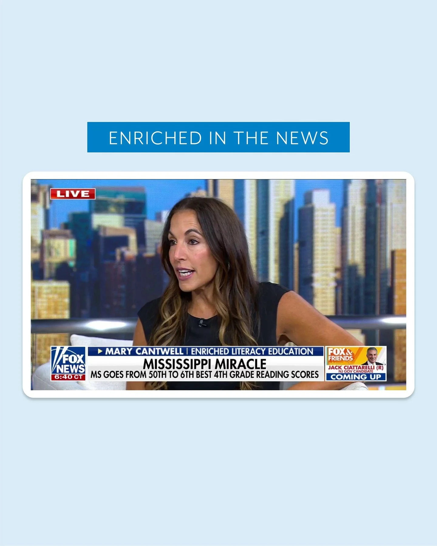 Enriched Literacy Education representative Mary Cantwell joins 'Fox &amp; Friends Weekend' to discuss how Mississippi&rsquo;s literacy ranking improved from the worst in the nation to the sixth best and how other schools can follow suit.

➡️ Link in 