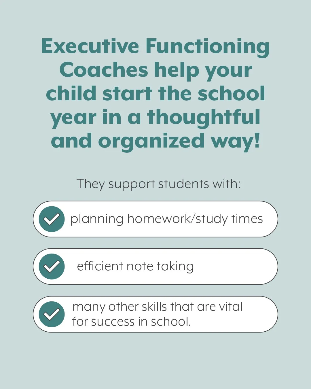 We have an amazing roster of Executive Functioning Coaches. Fit is key and we work hard to match students with tutors who will offer organic, customizable support throughout the school year. 

.
.
.
.
#executivefunctioning #eftutor #studyskills #help