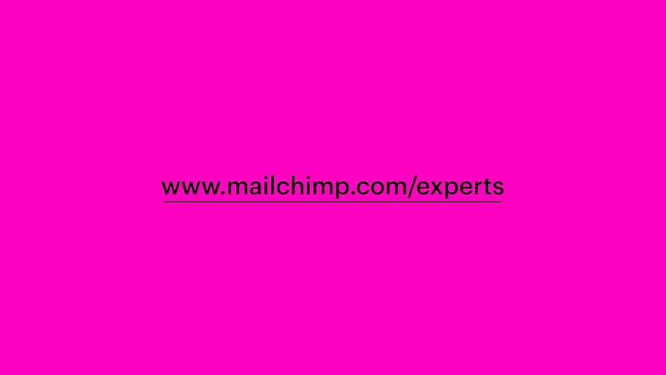 CTA / Ecosystem Extension:
Motion graphics CTA directs viewers to explore Mailchimp experts, extending engagement into the broader ecosystem.