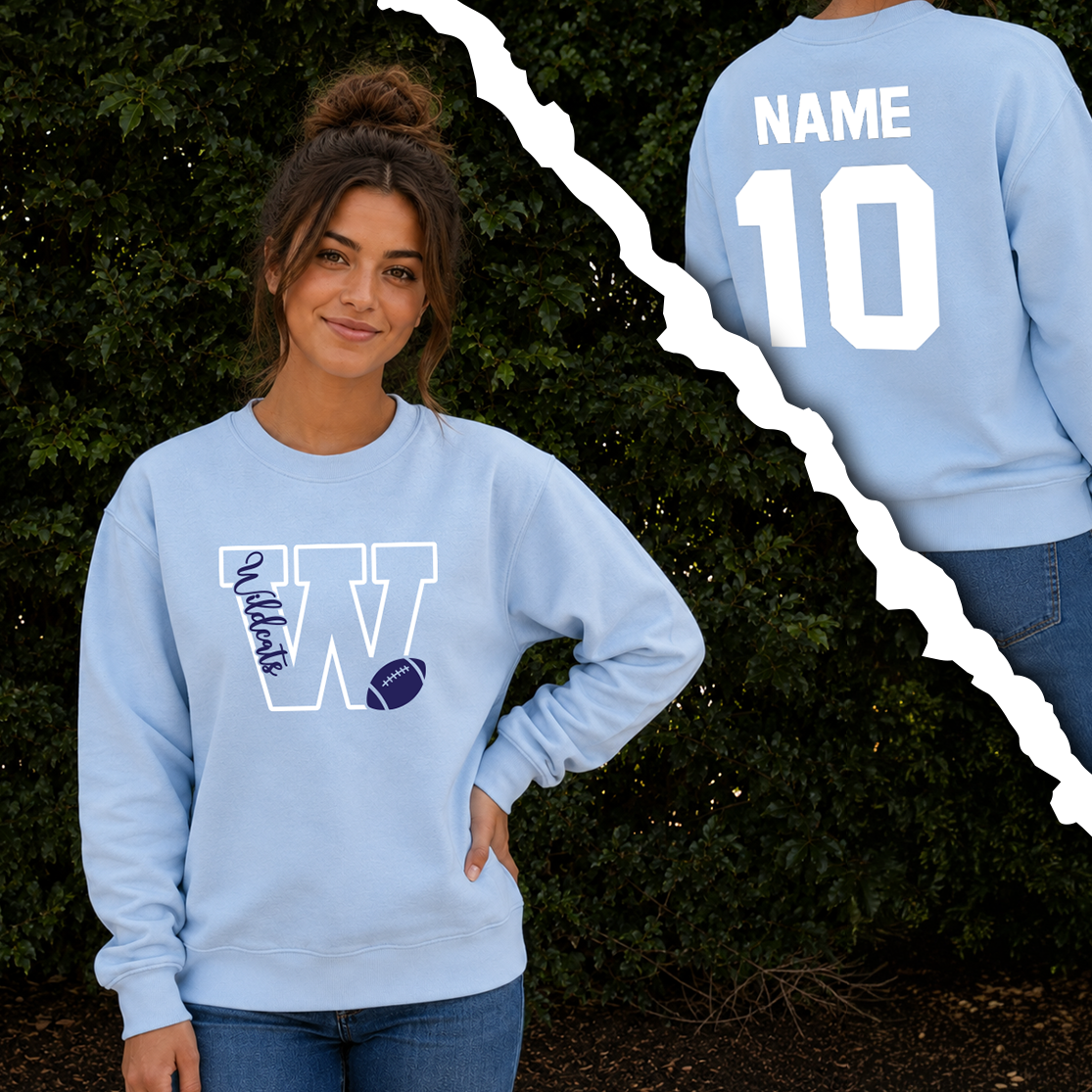 W Wildcats Football Chambray front and back.png