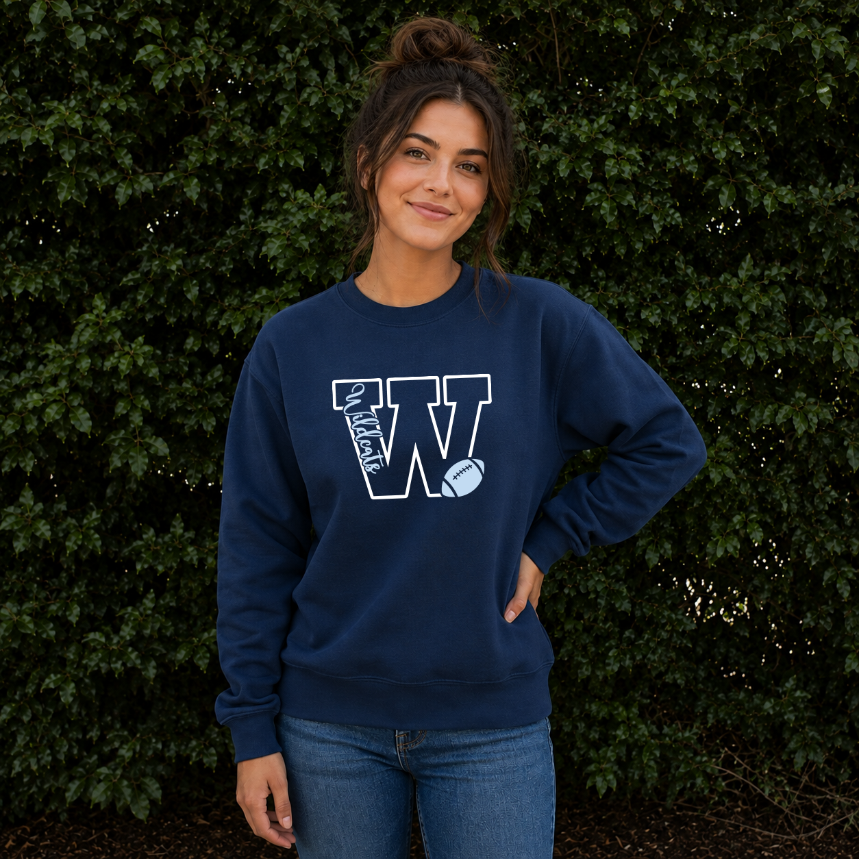 W Wildcats Football Navy.png