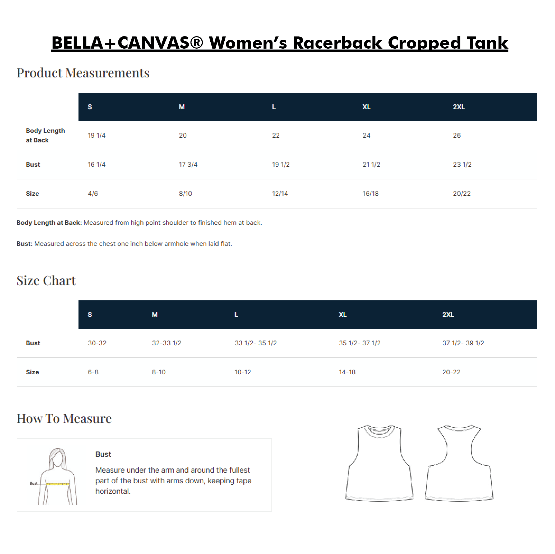 (BC6682) BELLA+CANVAS® Women’s Racerback Cropped Tank SIZING CHART.png (Copy)