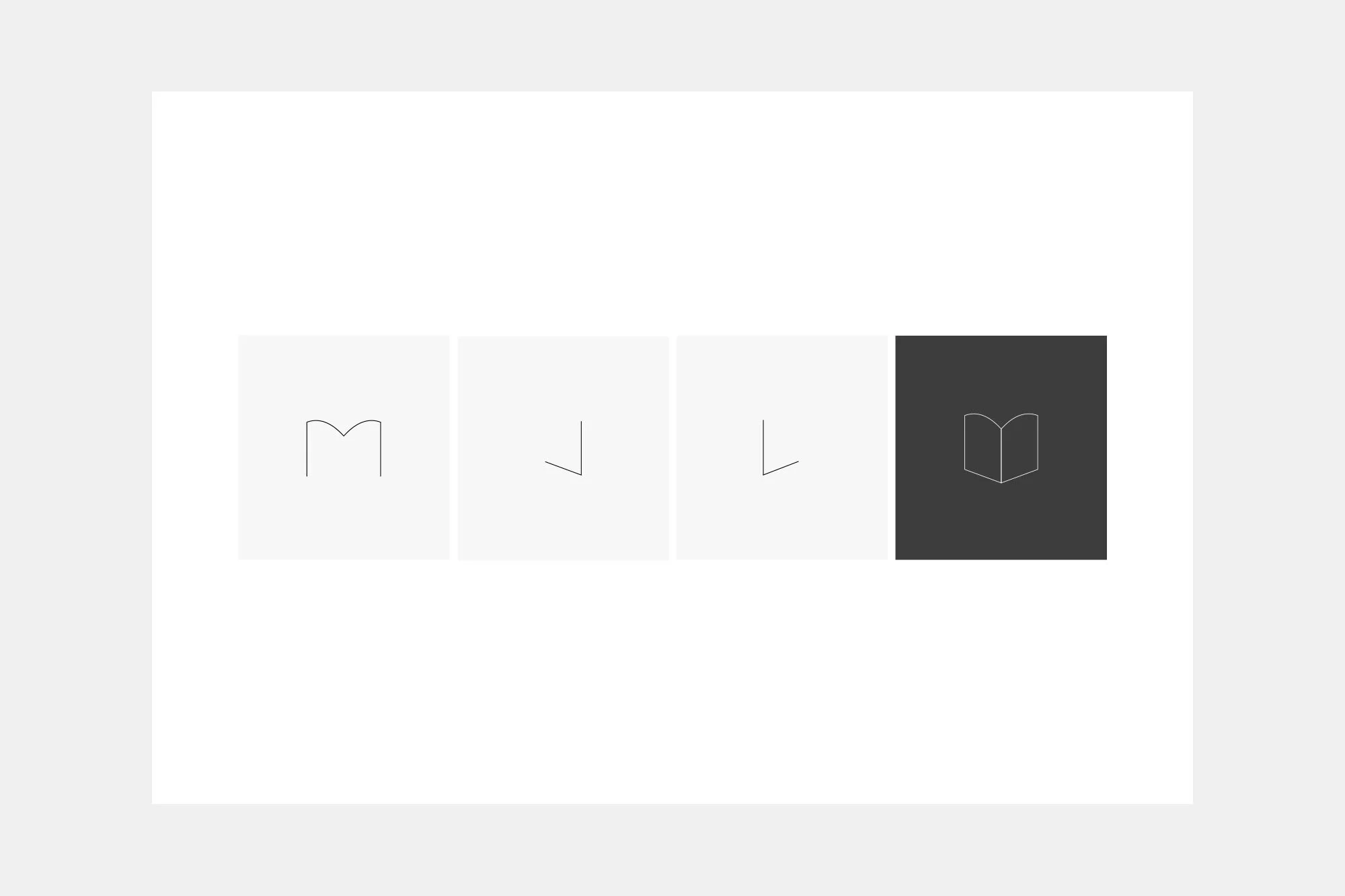 “M” letterform accounting ledger (book) concept