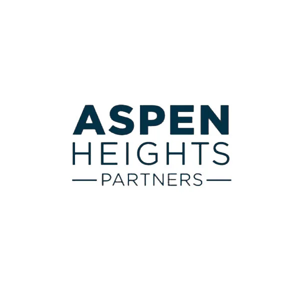 Logo for Aspen Heights Partners with the words Aspen Heights Partners in dark blue text.