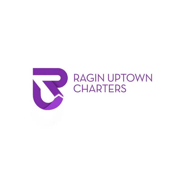 Logo of Ragin Uptown Charters featuring a stylized purple 'R' with a pencil graphic and purple text.
