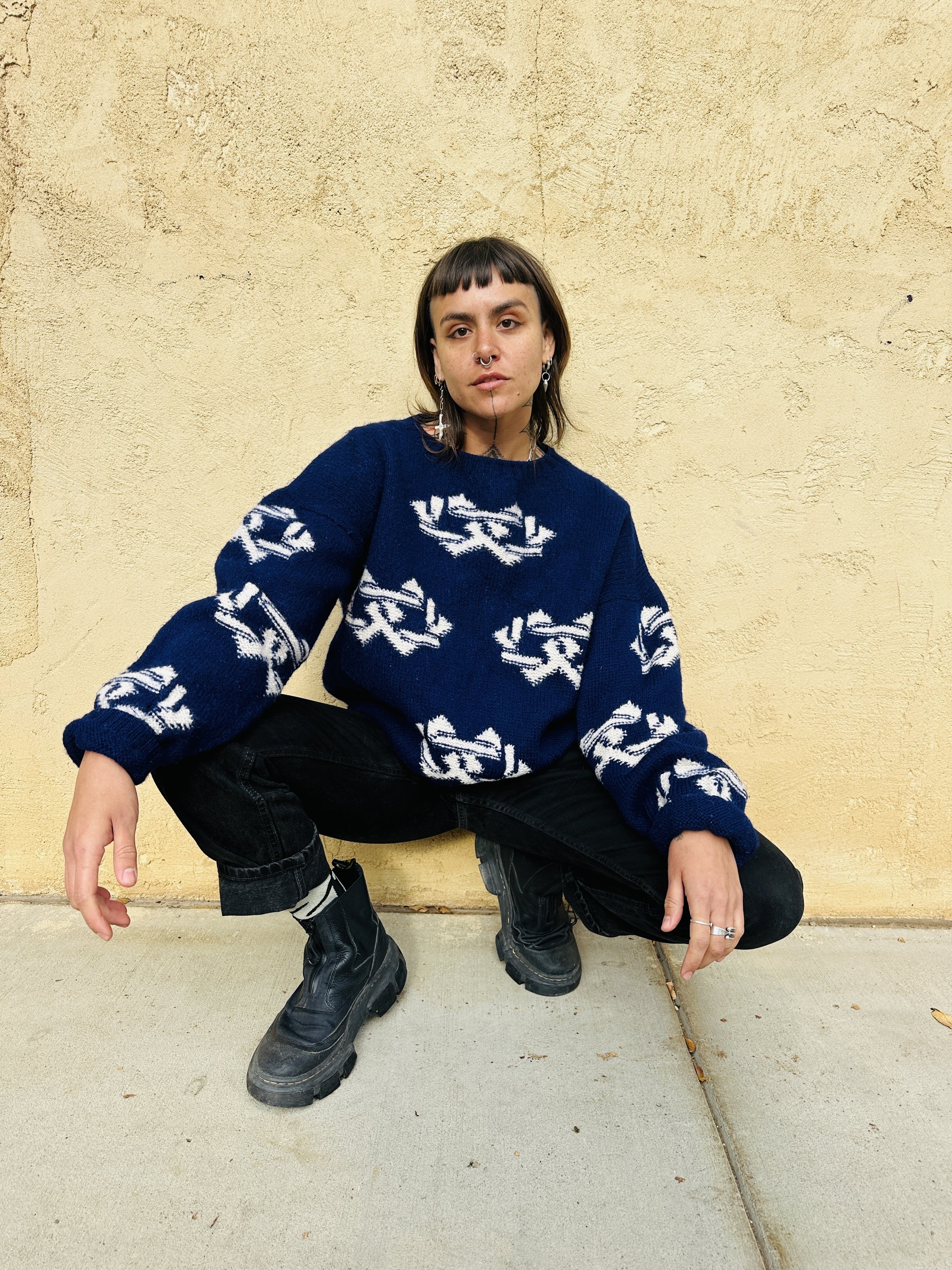 Vintage Geo Chunky Knit Sweater