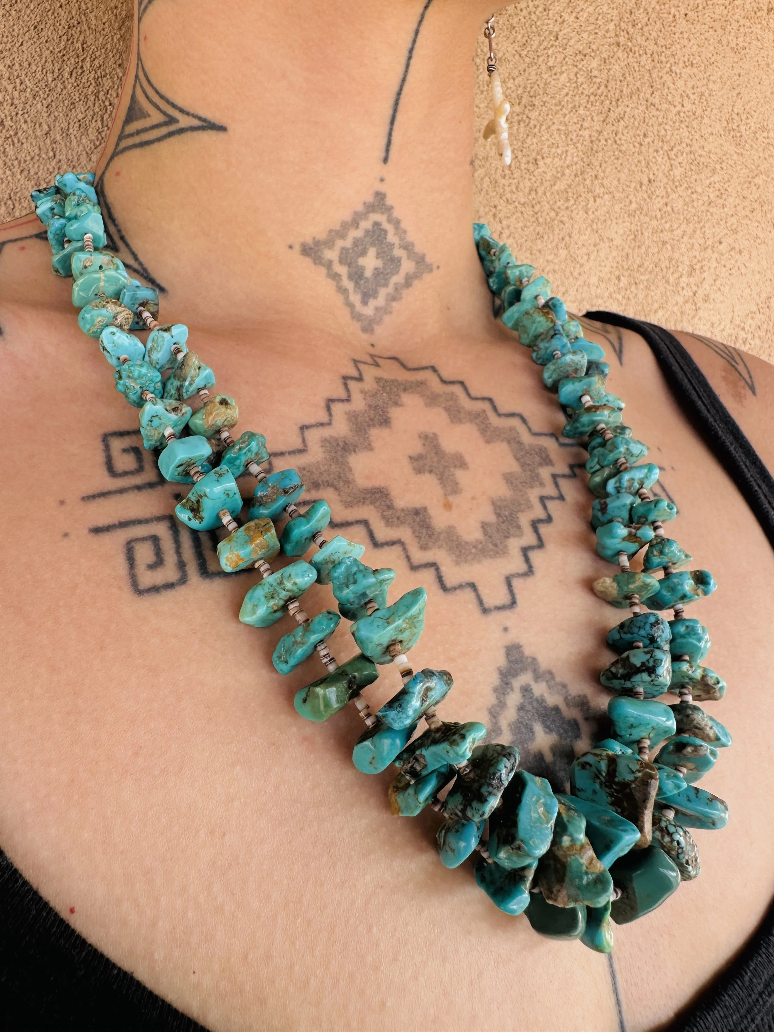 Double Strand Chunky Turquoise Necklace