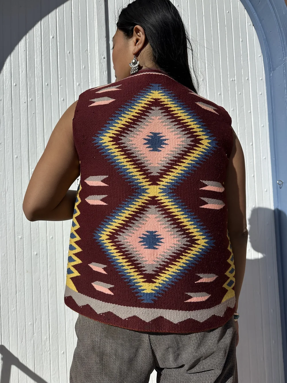Vintage Navajo Woven Eye Dazzler Vest — ESPERANZA VINTAGE