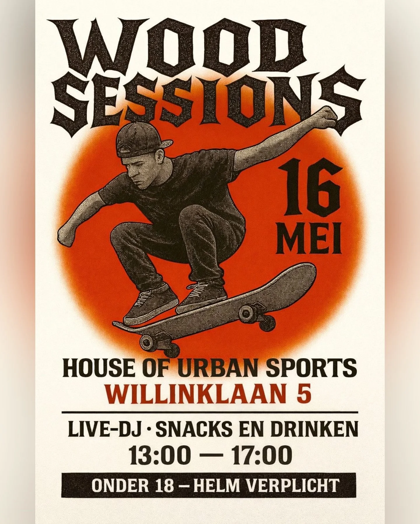 WOOD SESSIONS!!!

Zaterdag van 13:00 tot 17:00 is het weer tijd. House of Urban Sports wordt overgenomen voor een skateboard jam waar jij bij wil zijn!

Skate verschillende obstakels, chill, kijk rond of kom gewoon voor de sfeer &ndash; iedereen is w