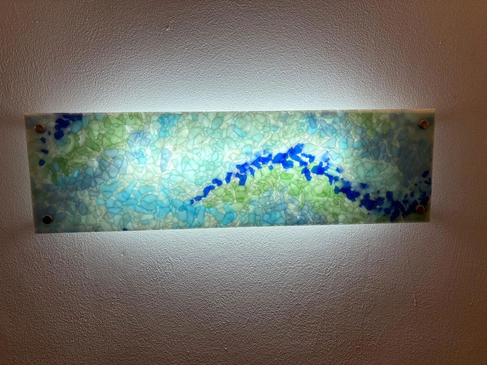 Illuminating Space with Custom Fused Glass Panels: “The Crashing Waves” in Light Shades!