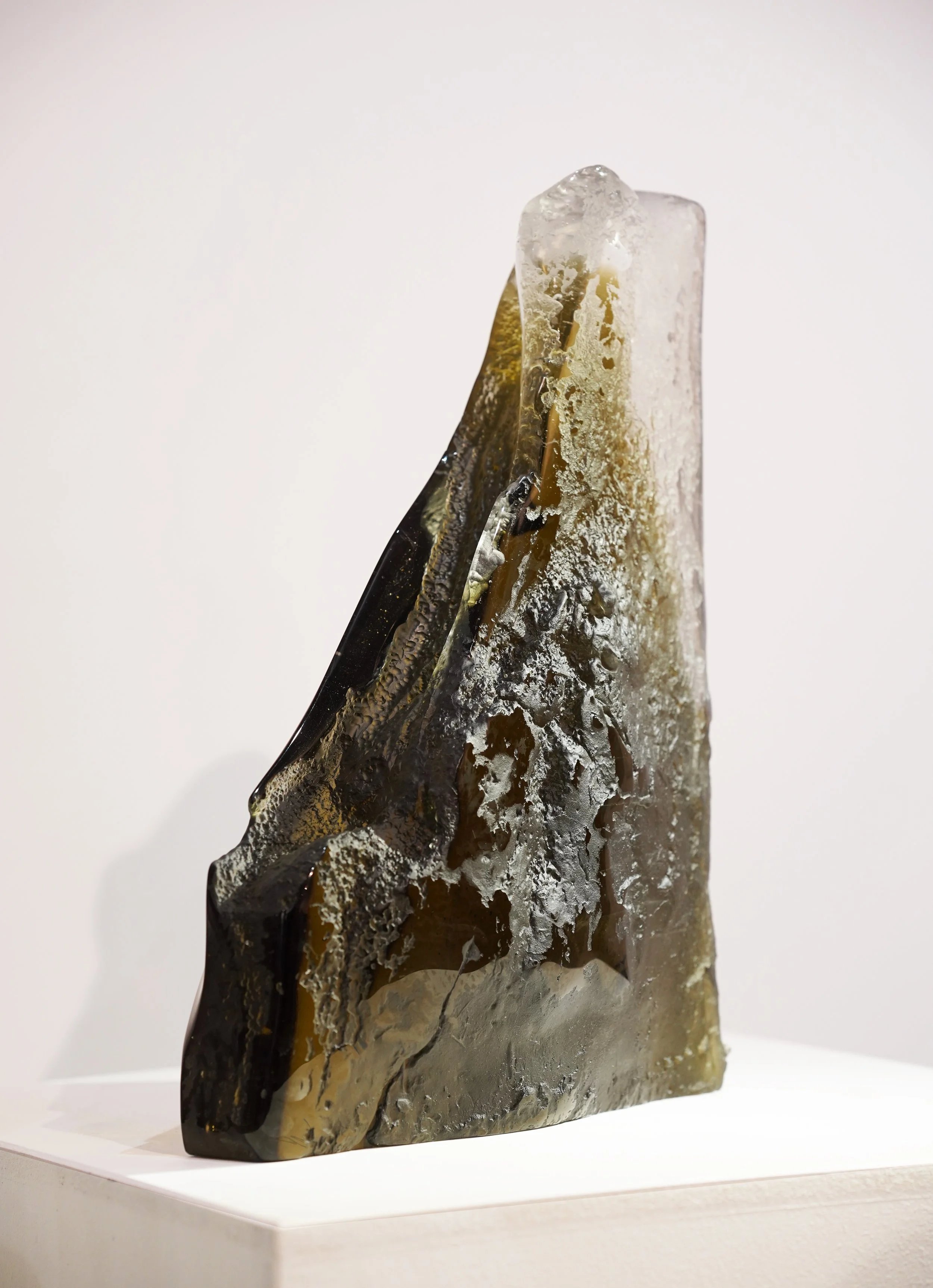Sculpture, cast glass, with salt erosion - H46 x W32 x D11cm
