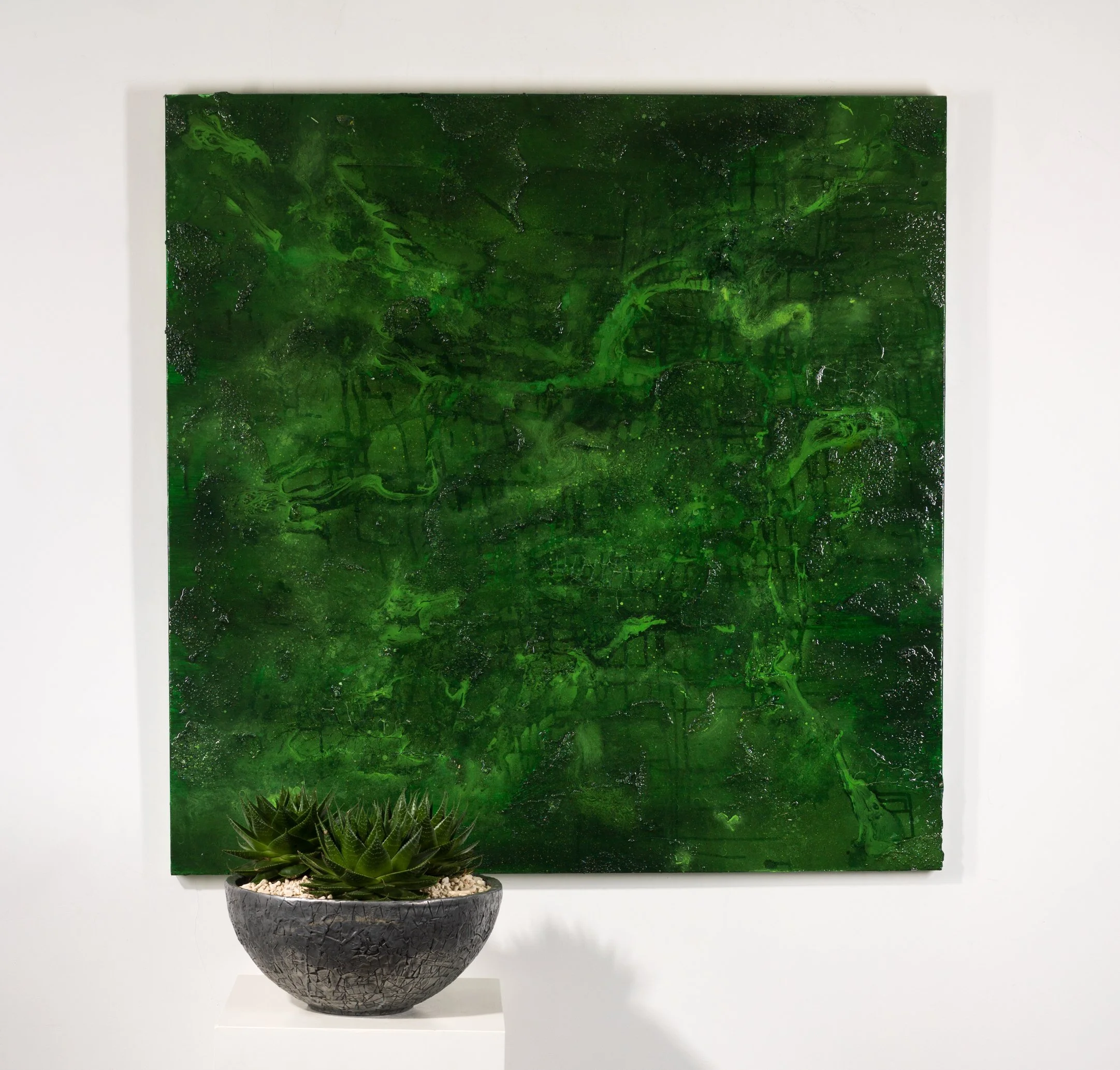 Emerald,
Mixed media and resin,
120 x 120cm