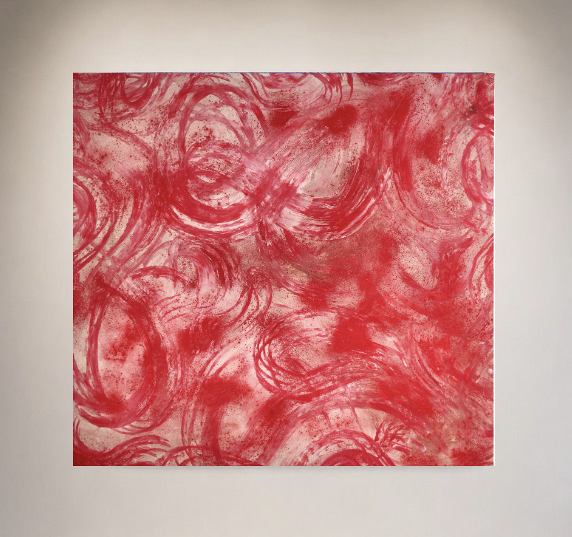 Jardin Rouge, mixed media on canvas150 x160cm