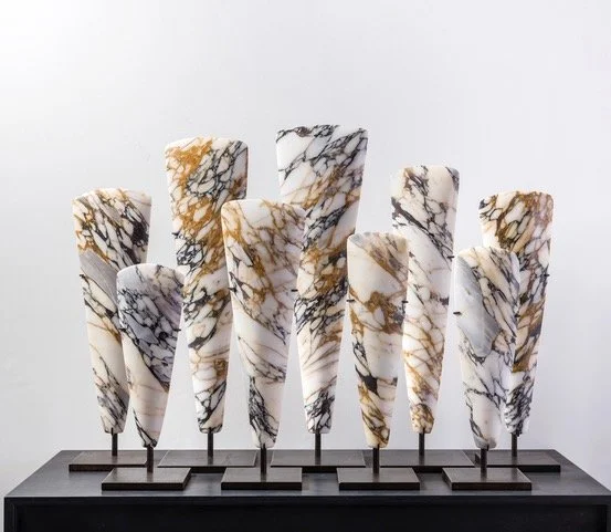 Adze Forms, Carrara Paonazzo marble from 35cm to 60cm tall