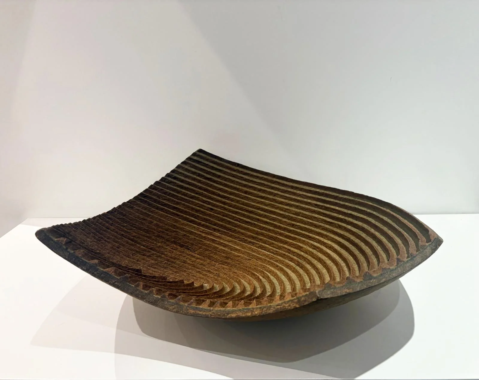 Platters created from recycled pulped cardboard 
H11 x W55 x D50cm and H13 x W44 x D46cm
