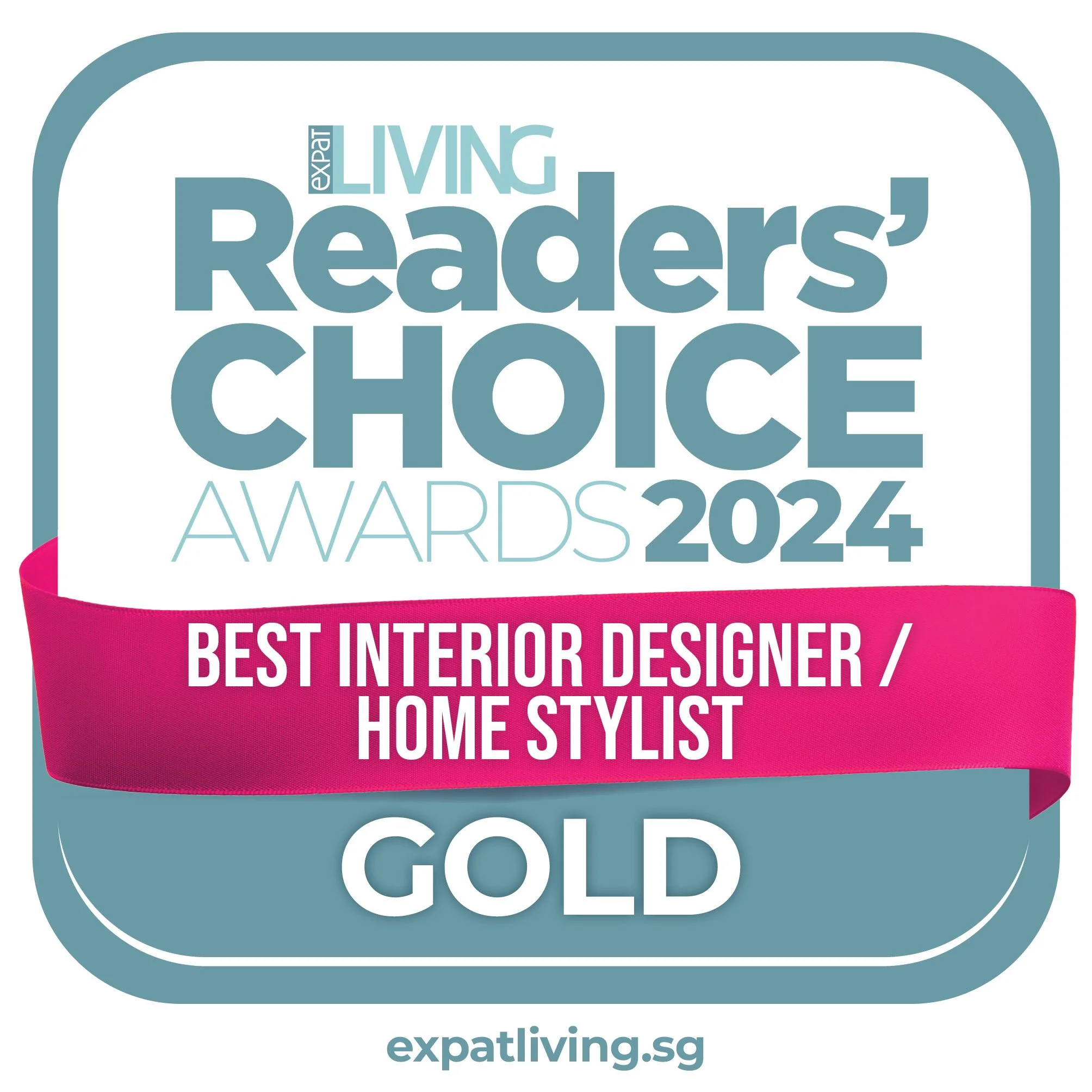 Expat Living Readers Choice Gold Winner award badge for best home stylist  and interior design