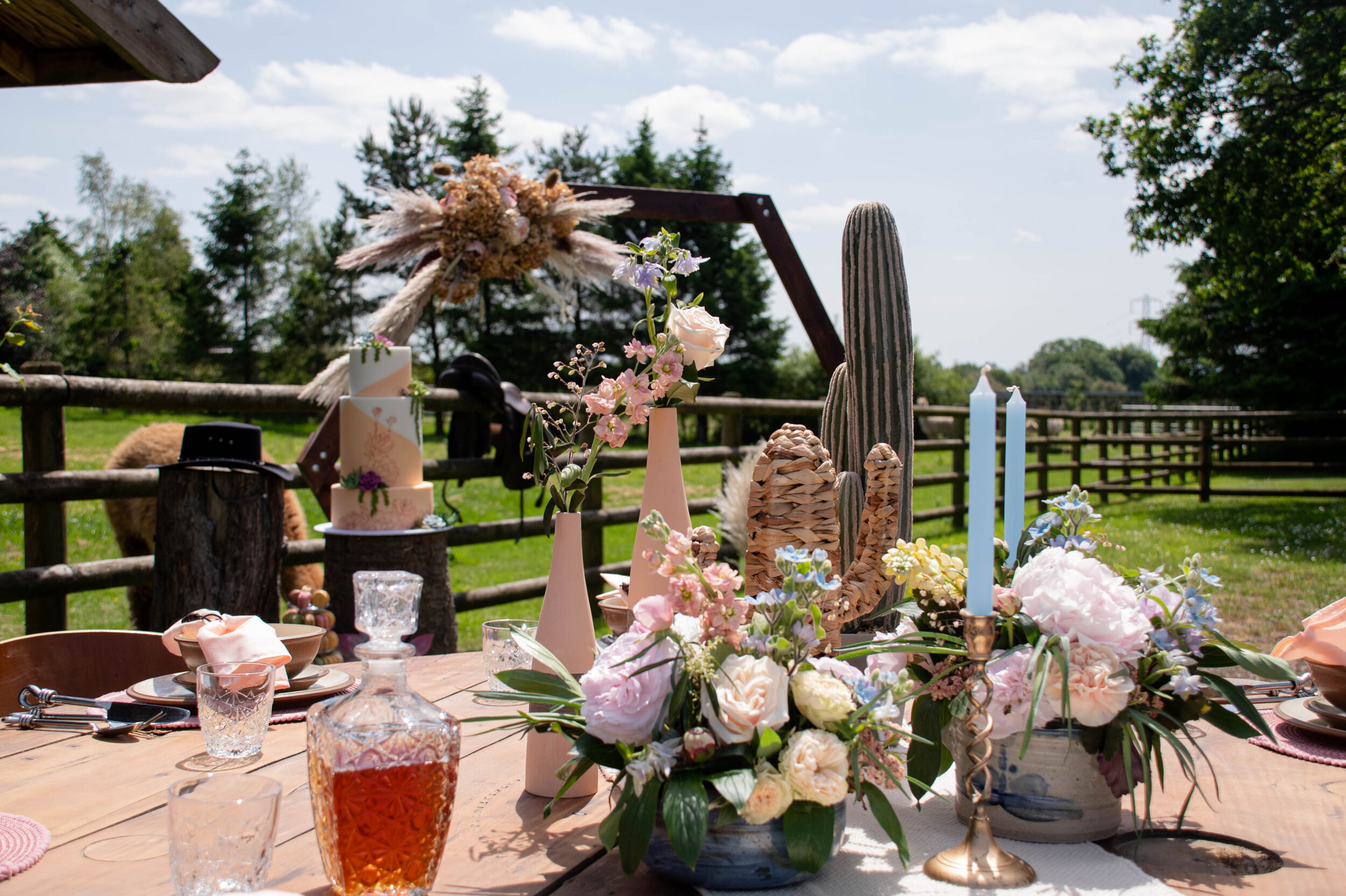 Blue sky bride thinking  