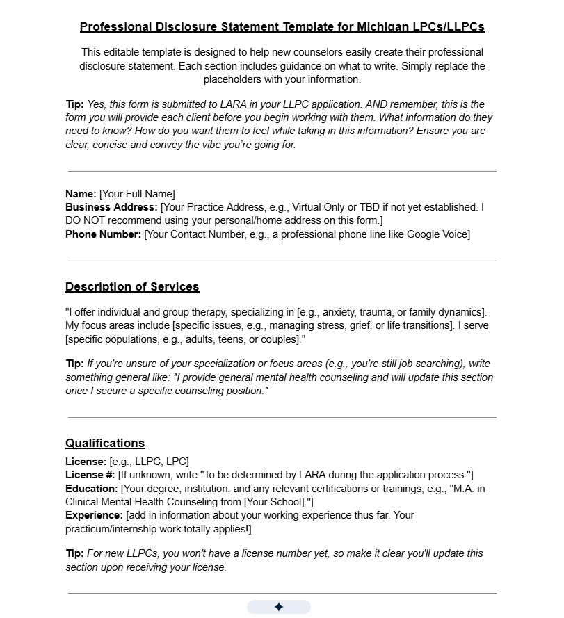 Professional Disclosure Statement - FREE TEMPLATE