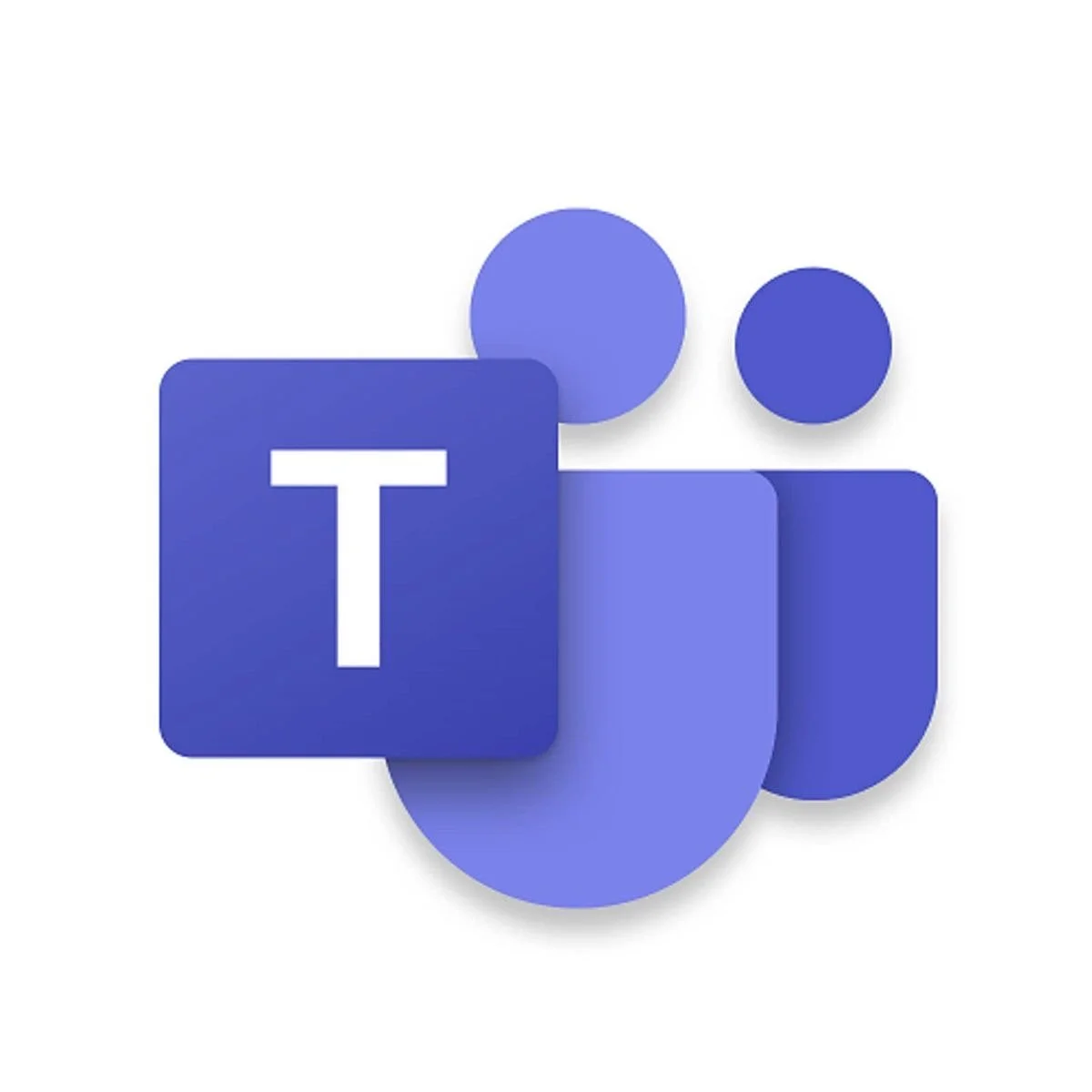 Microsoft Teams logo featuring a purple square with a white 'T' and three abstract blue human figures behind it.