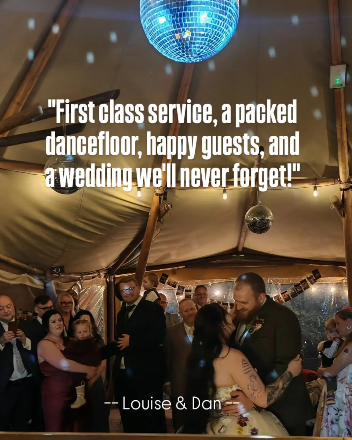 📣 Read Louise and Dan's full review below ⭐⭐⭐⭐⭐

From the moment we booked Element DJs we knew we had picked the perfect people to bring the life to our wedding party.

In the build up, their service was first class and super simple and they were ea