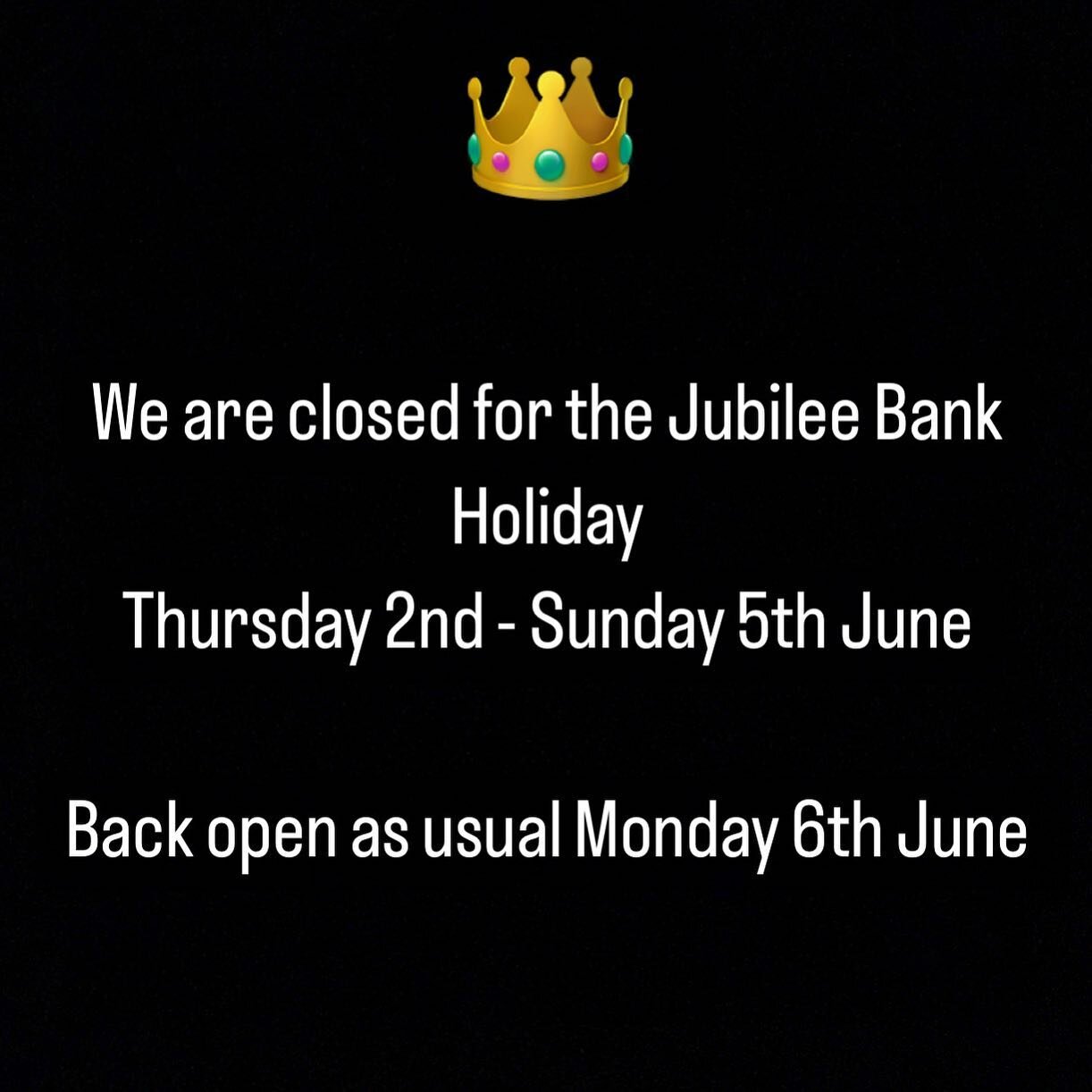 ☀️Our opening hours over the Jubilee bank holiday☀️

Make sure you have a lovely weekend 😎 keep healthy 🌸