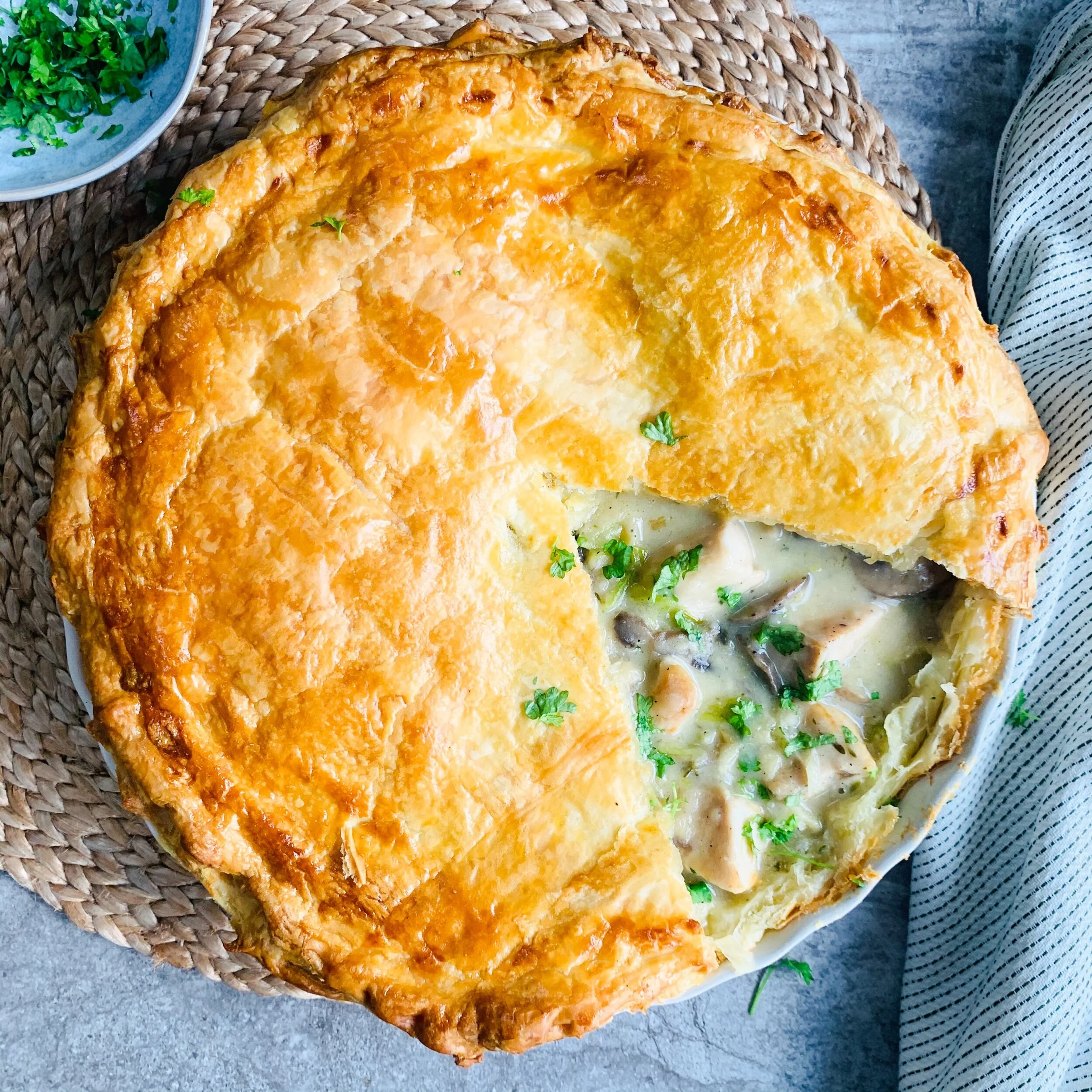 Chicken, Bacon, Mushroom and Leek Pie
