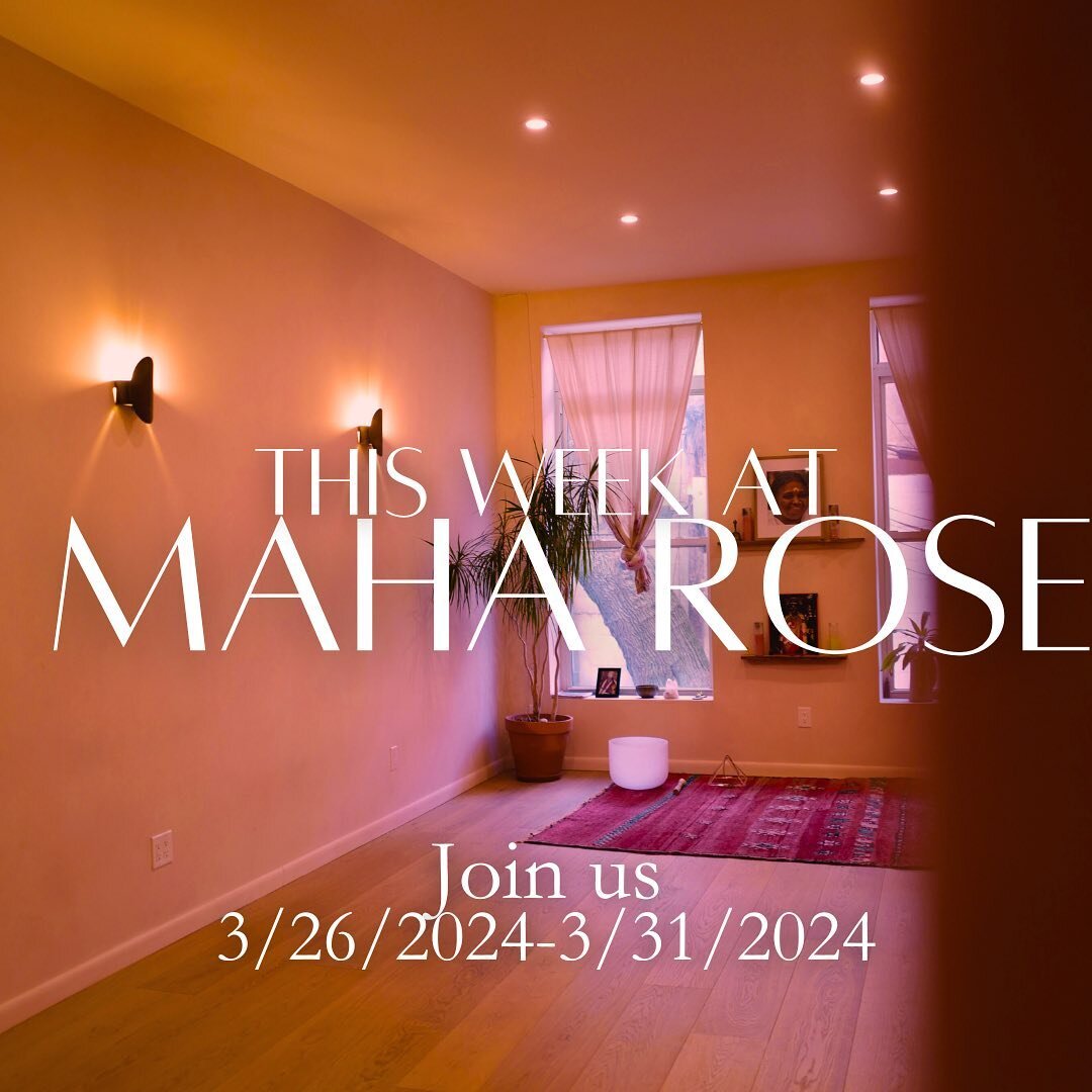 Join us this week at Maha Rose🦋🦋🦋🦋🦋 

Movement Medicine every Tuesday &amp; Thursday w/ @marianalocasta

Reiki Mentorship  w/ @marikotamegai  3/26
🦋
Creators: A Manifestation Sound Bath Workshop  w/ @teyaknapp 3/28
🌹 Yoga Reiki Restore  w/ @la