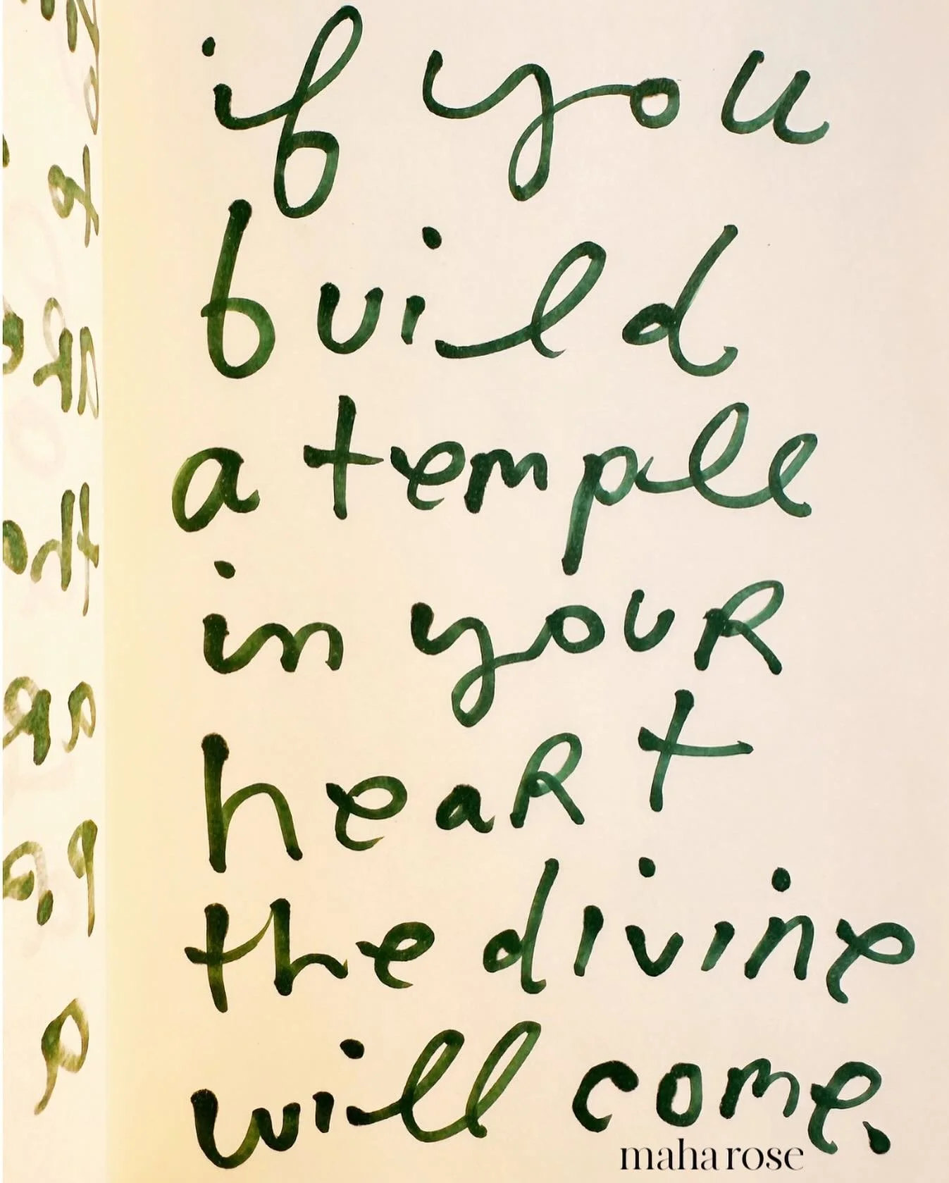 Invite Her in. 
🙏🏽
If you build a temple in your heart, the Divine will come. 
🙏🏽
maharose.com
🩵
