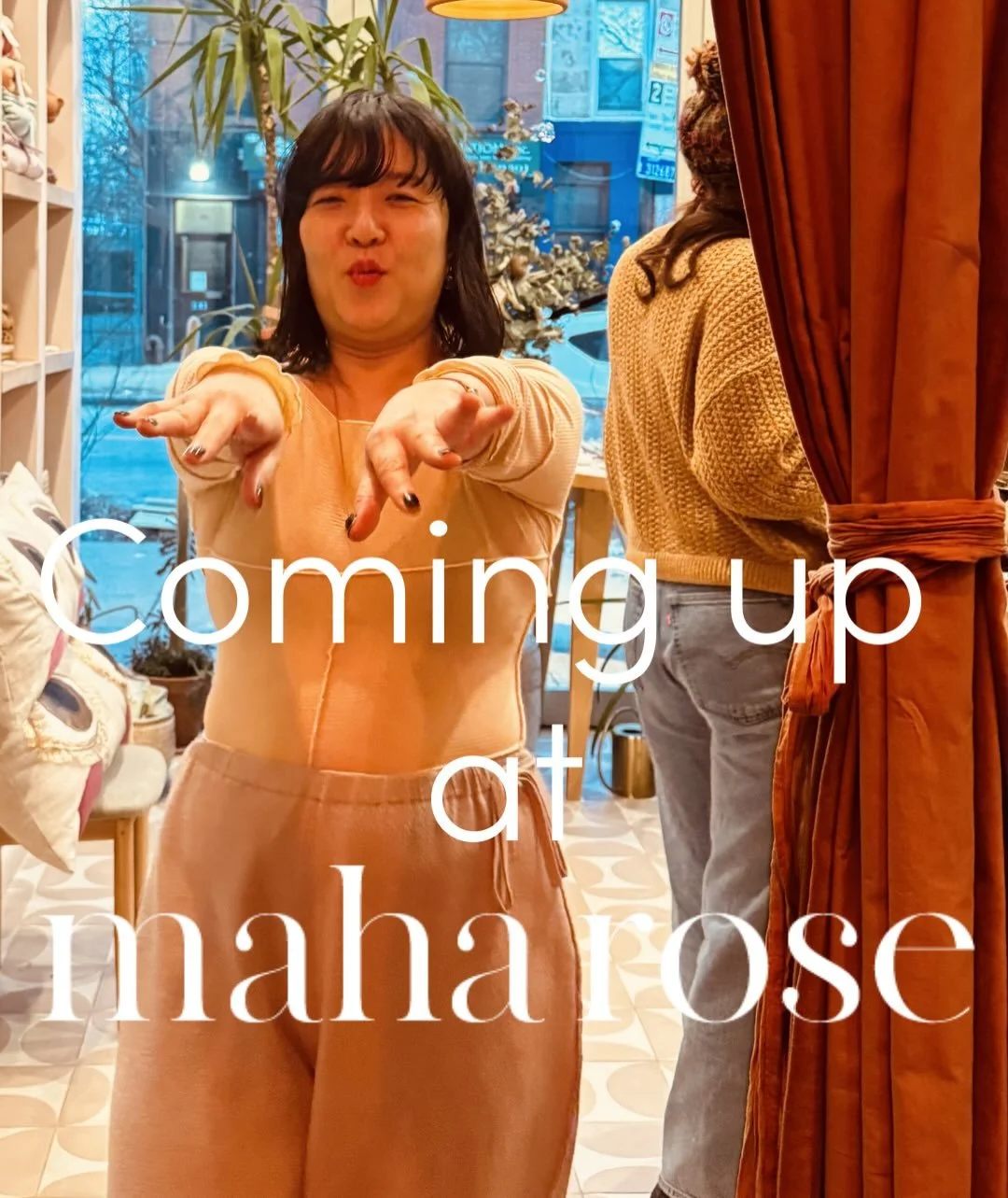 This week at Maha Rose!
✨🧡✨🧡✨🧡
Full Moon Eclipse Ceremony
with @lisanelsonlevine 
Tuesday, March 3rd
6:30-8:30pm
Gather in the sacred threshold between illumination and surrender.
✨🧡✨🧡✨
Nervous System Attunement: Breath &amp; Sound
with @basiaso