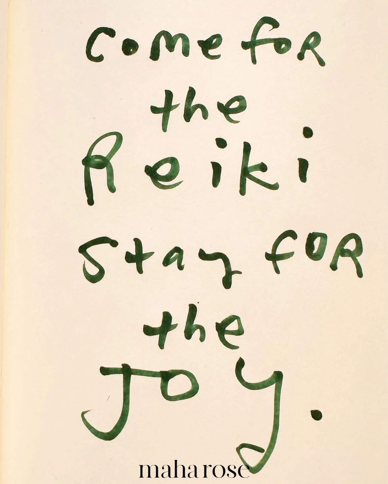 Come for the reiki, stay for the joy. 
🙌🙌🙌
New maha rose tagline? 
🩵🩵
maharose.com
🧡