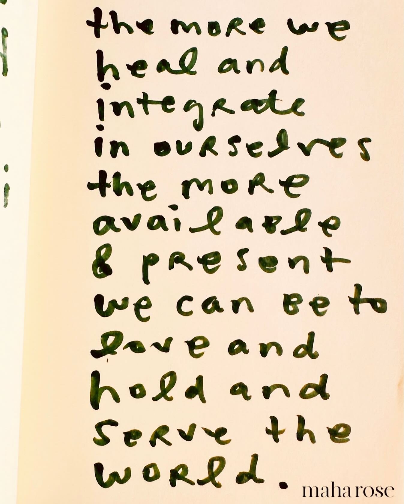 Healing is not selfish. 
🙏🏽
The more we heal and integrate in ourselves the more available and full and present we can be to love and serve the world. 
🙏🏽
Healing one is a part of healing the whole. 
🙏🏽
How do we heal the whole? By healing each