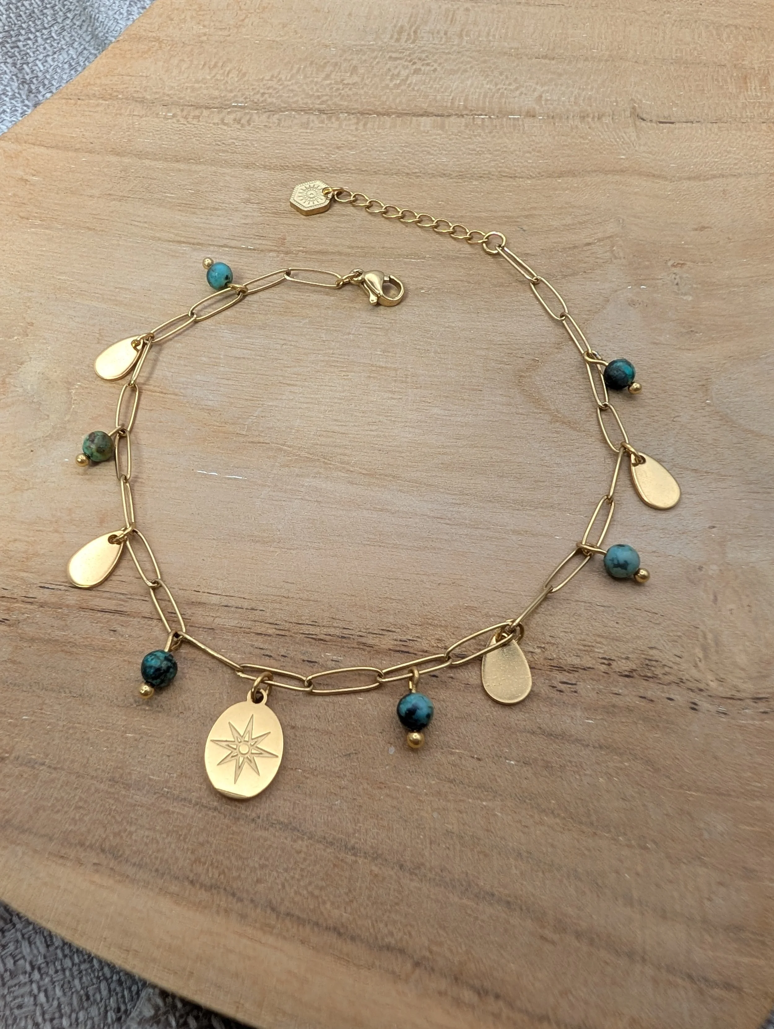 Chaine de cheville turquoise africaine