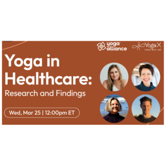 yoga in healthcare static image; 4 features speaker photos