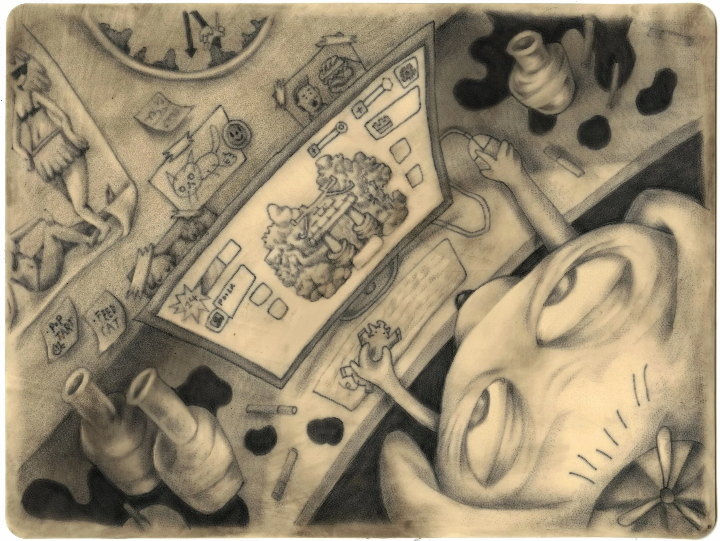 ZhaoMengtong-creatureplayingvideogameindarkroomtattooedonsiliconeskin - Meng Tong Zhao.JPG