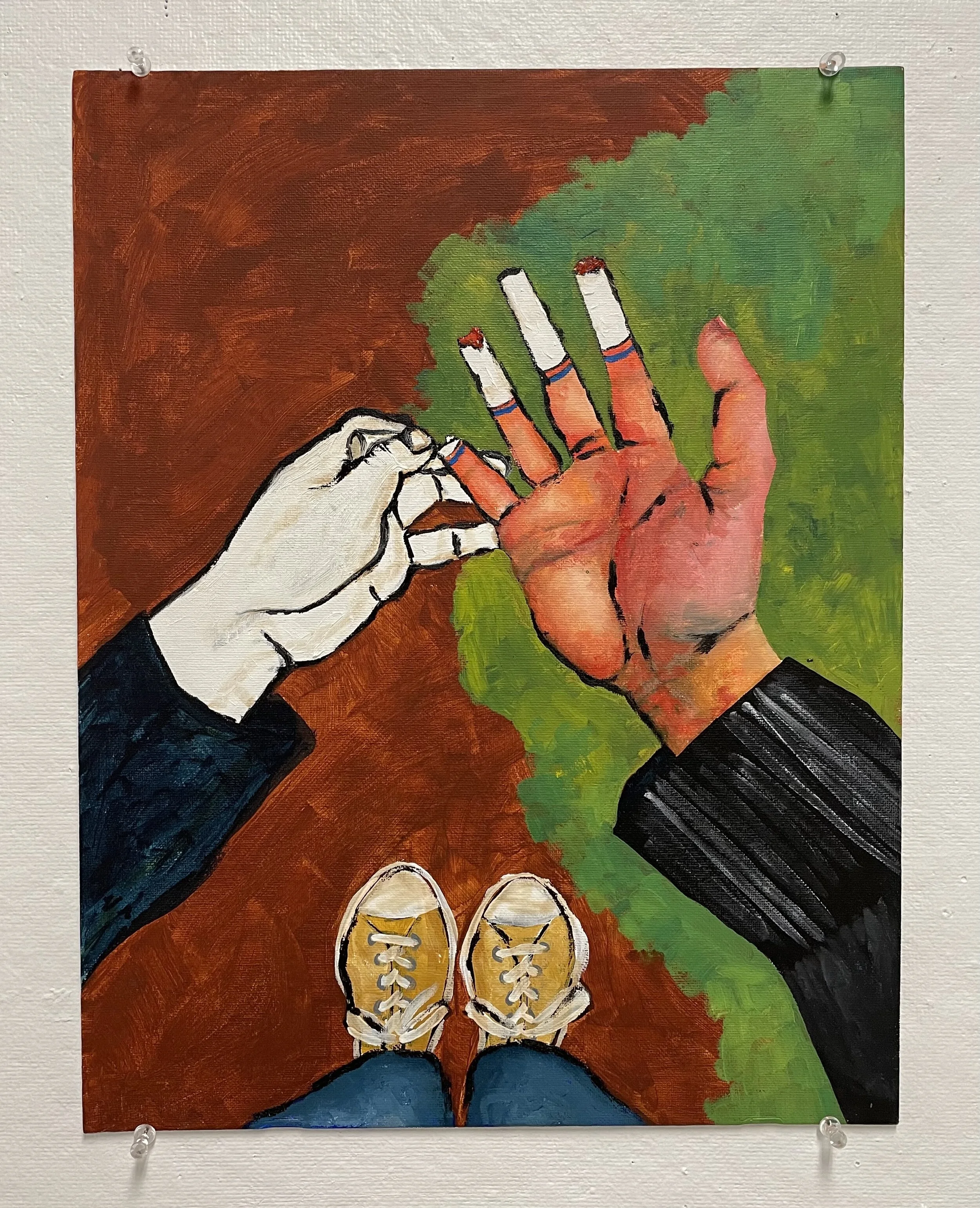 Nicotine Stained 12” x 18” Oil and Acrylic on Canvas Board 2020