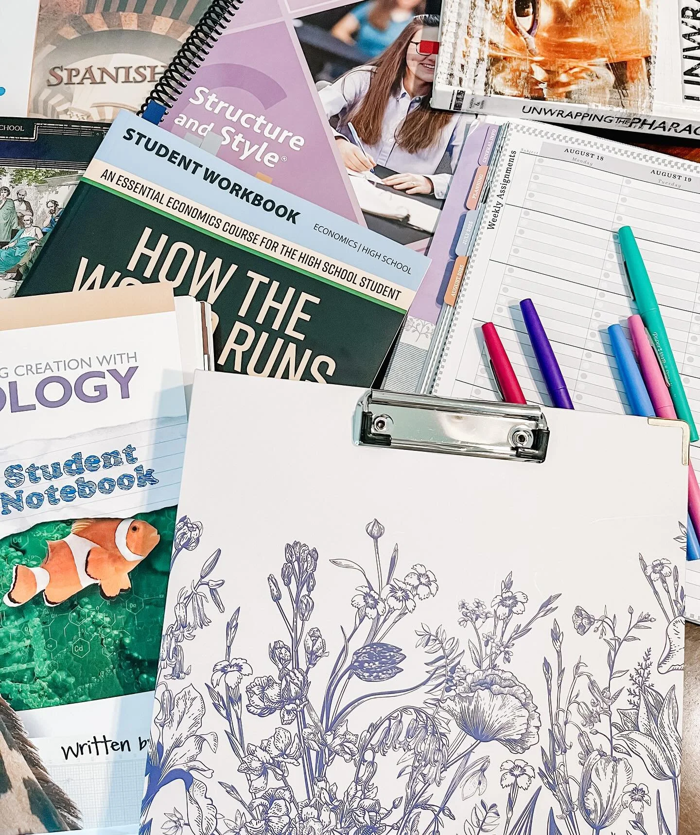 Planning homeschool week 2! We&rsquo;re wrapping up week 1 already. We&rsquo;re off to a great start this year. 
.
Curriculum: @generations.min @apologiaworld @bjupresshomeschool @masterbooks @iew 
.
.
.
#christianhomeschool
#homeschoolmom
#homeschoo