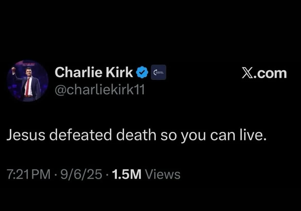 My heart is broken. Thankfully, Charlie was a brother in Christ and he is in the presence of our Savior. Pray for his wife and young children. Pray for our nation. 
.
.
.
#charliekirk #christian #jesus #christislord #jesusislord #jesusisking #tpusa