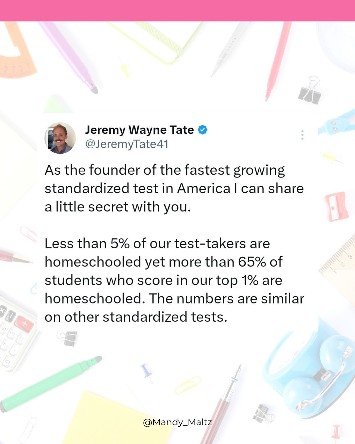 Less than 5% of test-takers are homeschooled&hellip; yet they make up more than 65% of the top 1% of scores. 🤯
That says a lot about what happens when parents take the lead in education.
Homeschooling works

#HomeschoolMom
#Homeschooling
#Homeschool
