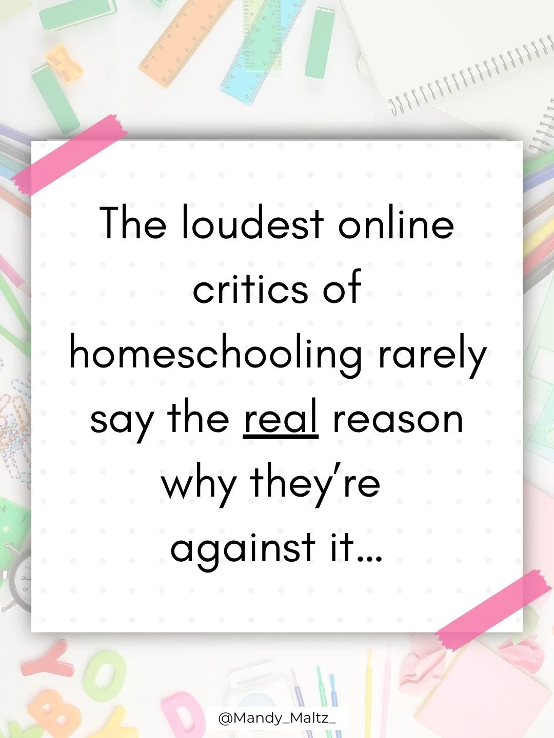 Let&rsquo;s talk about the real reason people shame homeschoolers&hellip;

If you&rsquo;ve homeschooled for more than five minutes, you&rsquo;ve heard all the &ldquo;concerns&rdquo;:

&ldquo;What about socialization?&rdquo;
&ldquo;Are you sure they&r