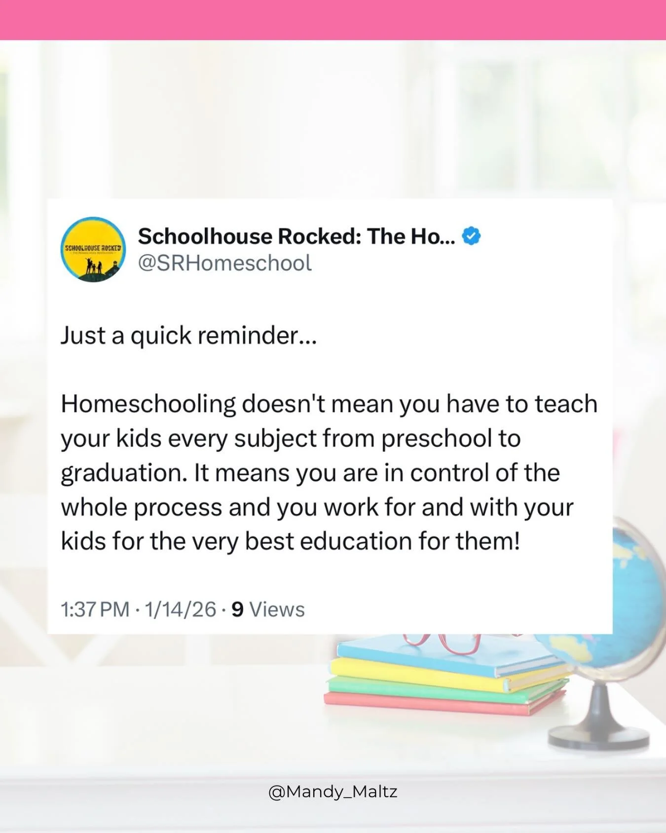 Homeschool truth bomb!

I don&rsquo;t teach everything. I don&rsquo;t teach math 🙈 I outsource some subjects. There&rsquo;s a lot of advantages to outsources some subjects.

However, I am still in control of our homeschool. I still know the material