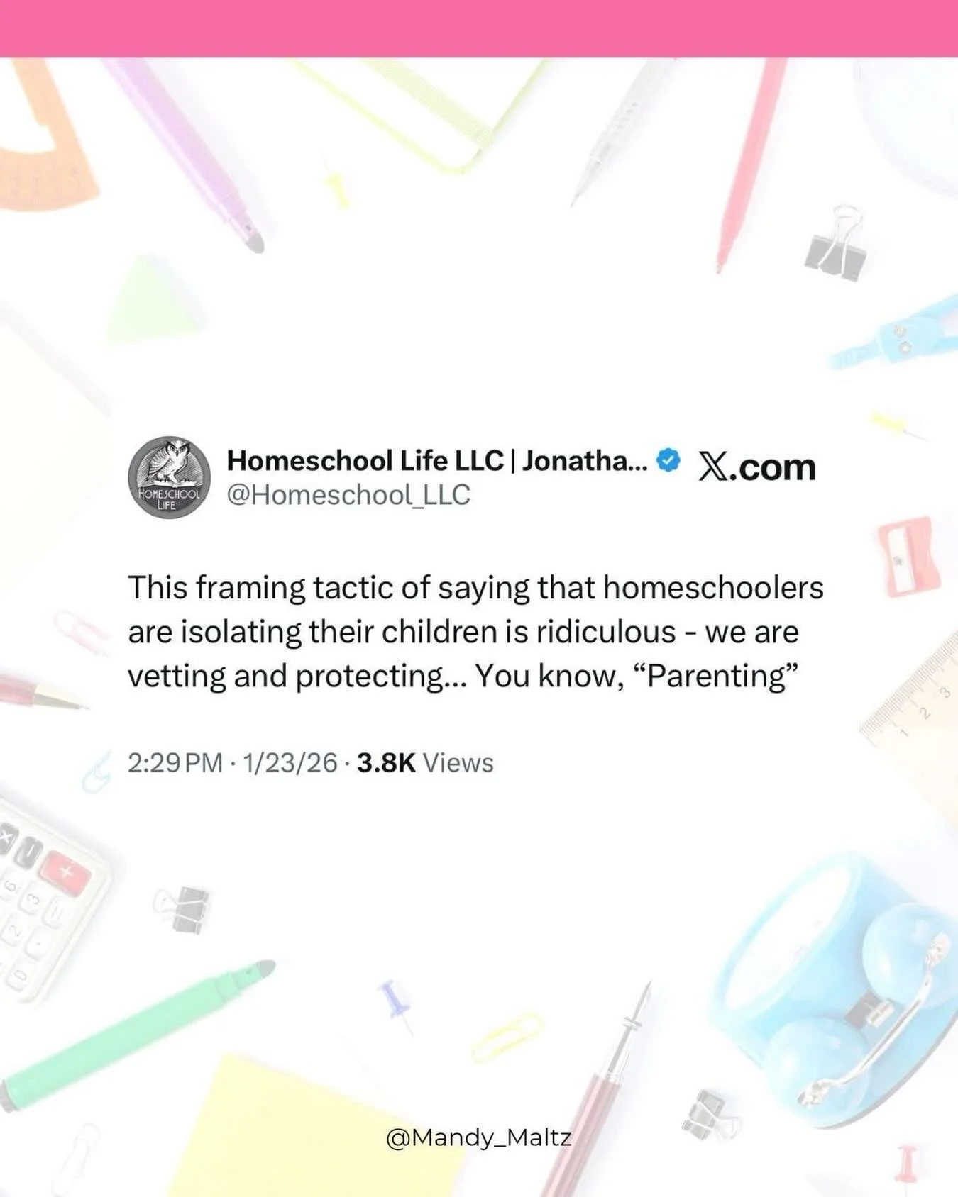 Funny how &ldquo;parenting&rdquo; suddenly becomes a problem when parents opt out.

When did protecting and vetting become controversial?

#homeschooling #homeschool #christianmom #christianhomeschoolmom #christianfamily