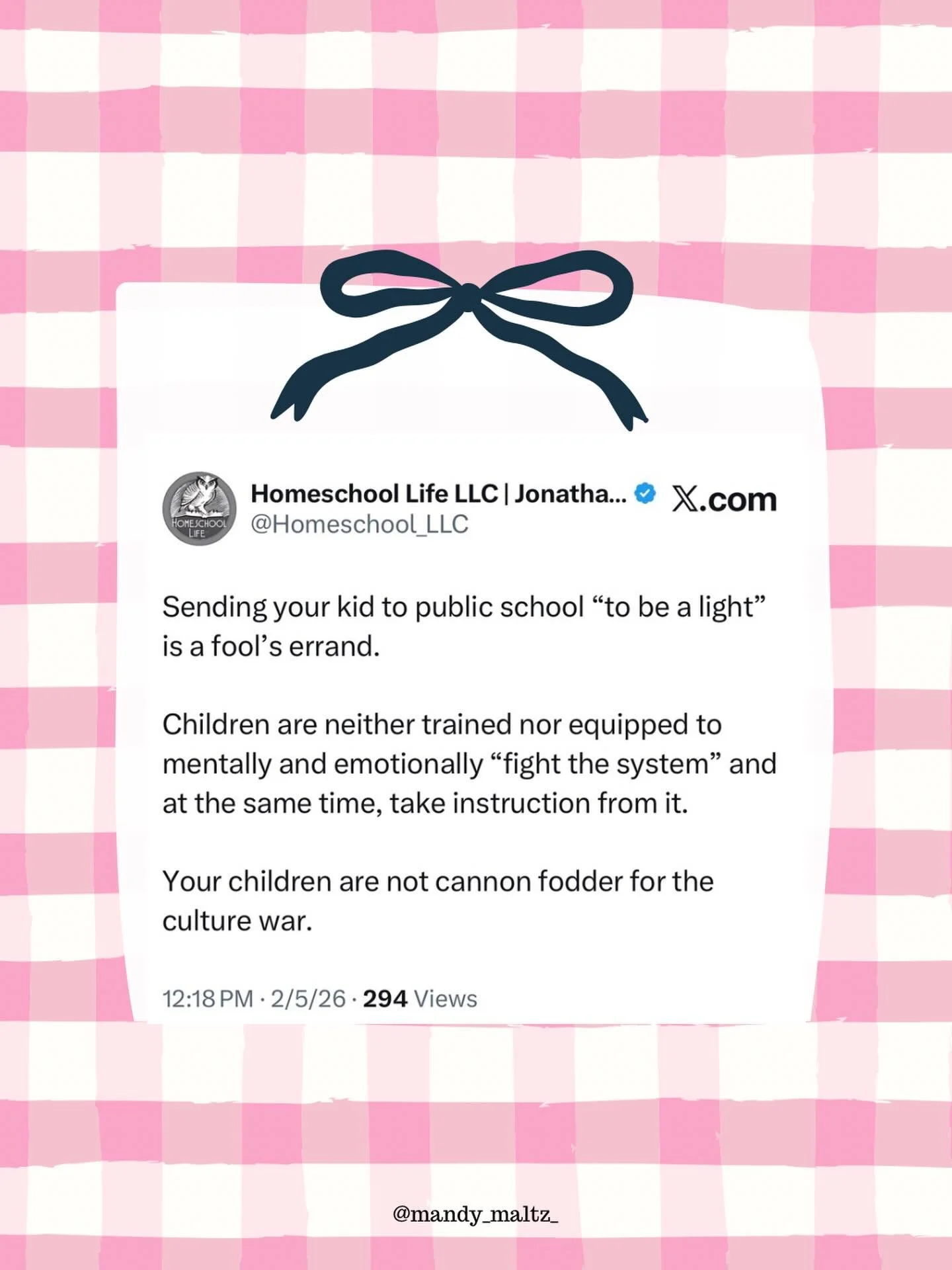 &ldquo;Our kids are not missionaries. They&rsquo;re the mission field.&rdquo; - Voddie Baucham.

#homeschoolmomlife #homeeducator #charlottemasoneducation #christianmom #homeschooling