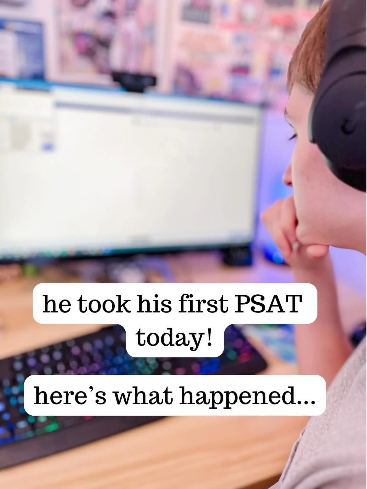 He is in the 80th percentile on the PSAT 10 test (NOT the 8/9) with no prep! Our son is in grade 9, and we use Teaching Textbooks for math and Institute for Excellence in Writing (IEW) for language arts, if you&rsquo;re wondering. 

He&rsquo;s using 
