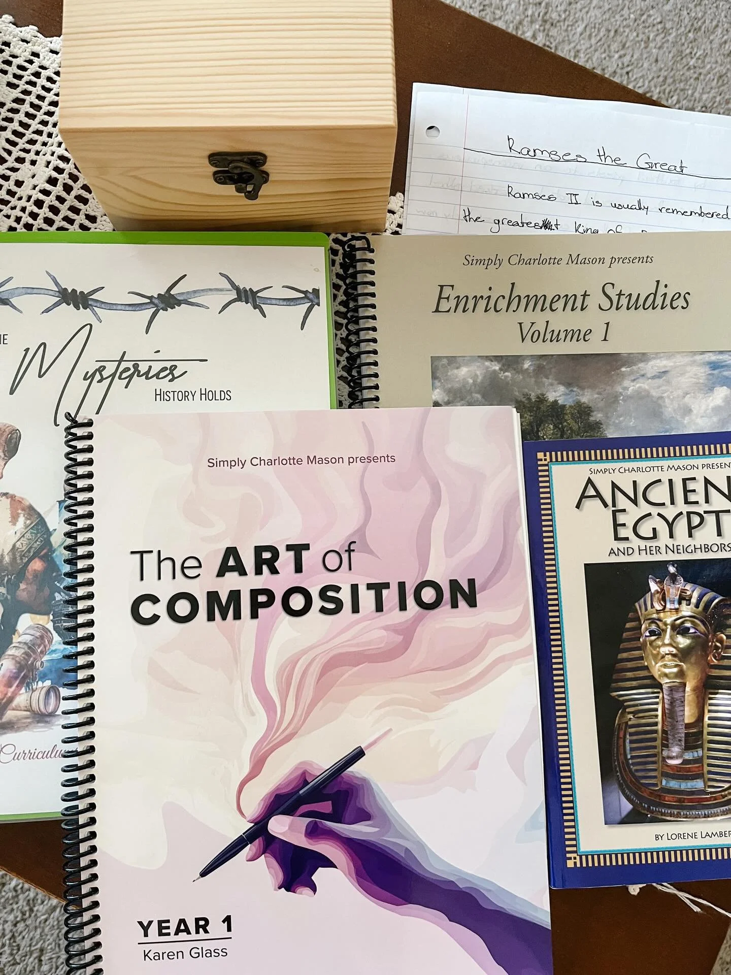What we&rsquo;re working on this morning!
Enrichments
Ancient Egypt and her Neighbors
The Art of Composition
The Mysteries of History

#homeschool #homeschoolmomlife #homeschoolmoms #christianhomeschool